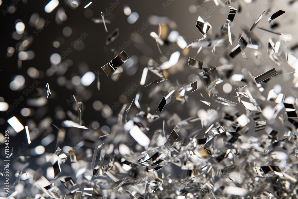 Fototapete a vibrant image capturing the moment of confetti falling from the sky, adding joy and excitement to 