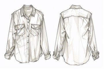A sketch of a women's shirt and a men's shirt. Ideal for fashion design concepts or clothing advertisements