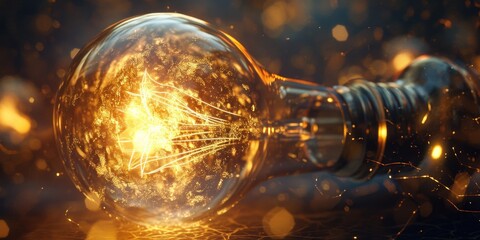 A mesmerizing image of a glowing light bulb with sparks emanating from it. Perfect for illustrating innovation, creativity, and energy. Use this image to add a dynamic touch to your projects