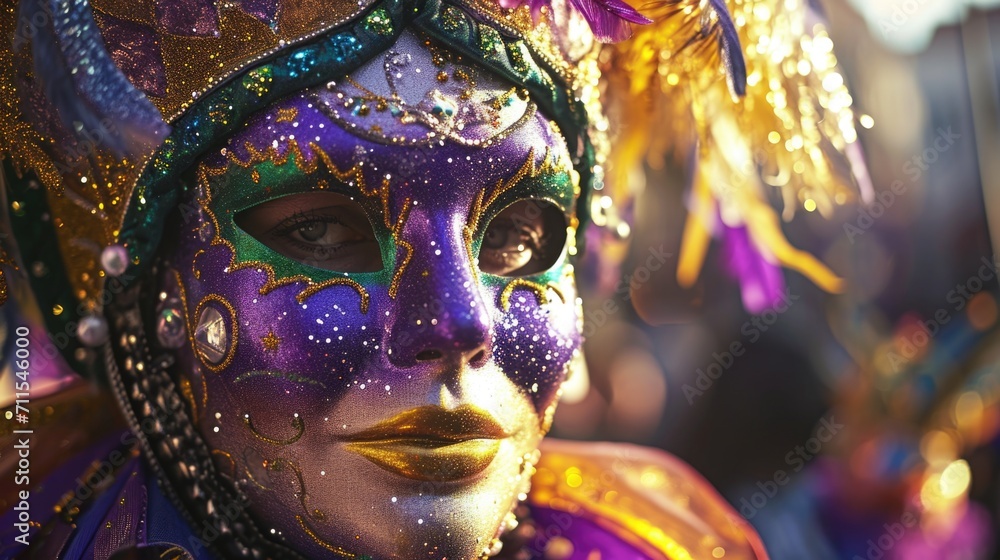 Poster a close-up view of a person wearing a mask. this image can be used to represent anonymity, protectio