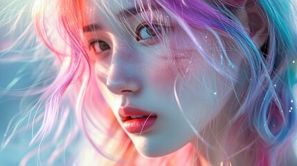 A close-up shot of a person showcasing their vibrant and colorful hair. Perfect for fashion, beauty, and lifestyle themes