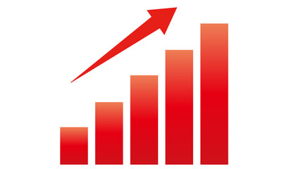 棒グラフ　上昇　売上グラフ　右肩上がり　矢印