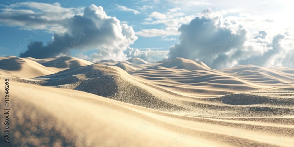 Poster a vast expanse of sand in the middle of a desert. this image can be used to depict the barrenness an