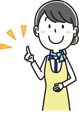 エプロンのキャビンアテンダント　上半身のポーズ1