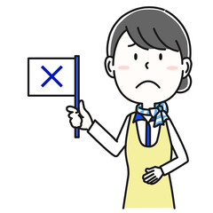 エプロンのキャビンアテンダント　上半身のポーズ４