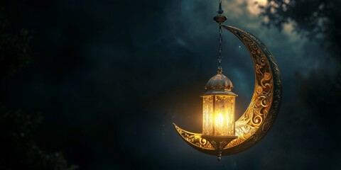 Muslim lantern on blurred background Generative AI - obrazy, fototapety, plakaty