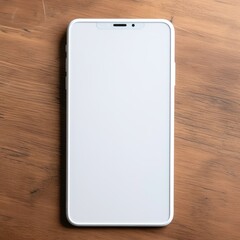 smartphone with white screen display on wood background.generative ai