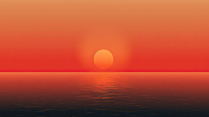 A minimalist sunset with a single, bold color dominating the sky, evoking a sense of serenity and tranquility Ai Generative