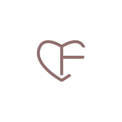 F Love Logo Line Vector. Letter F Combine With Love Icon Simple Logo Design.