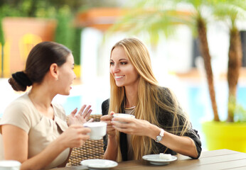 couple having fun in cafe steadicam shot