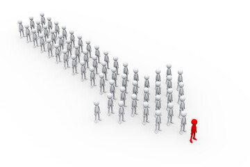 3d arrow group of people with leader