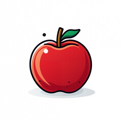 Isolated red apple cartoon, sticker icon, Logo, jpg, Generated AI