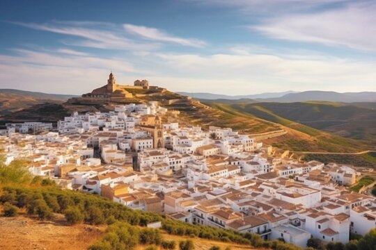 Spanish city Pilas in Andalusia region before background image. Generative AI