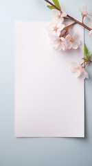 Elegant pastel-colored background. Subtle floral pattern and clean lines. Sheet of paper for notes in the centre