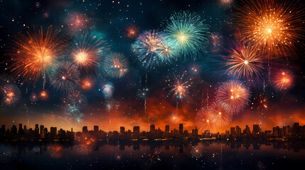 Fireworks background for celebration, holiday celebration concept
