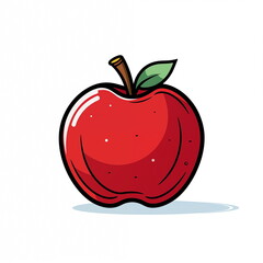 Isolated red apple cartoon, sticker icon, Logo, jpg, Generated AI