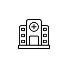 Hospital line icon isolated on transparent background