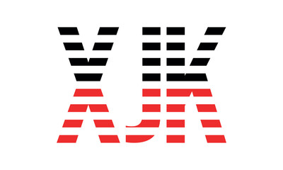 XJK three initial letter iconic line negative space minimal logo design vector template. monogram, abstract, wordmark, business, typography, minimalist, brand, company, flat, modern, unique, simple