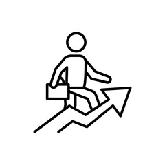 Growth employee outline icons, minimalist vector illustration ,simple transparent graphic element .Isolated on white background