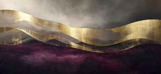 Foto op Canvas abstract gold and burgundy wave on textured background © Klay