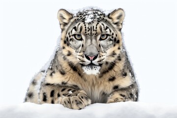 Snow Leopard isolated on a white background