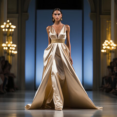 Fototapeta premium The Model Walked on the Runway with Graceful Posture Attractive