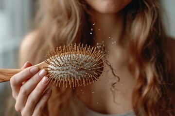 woman combing her hair