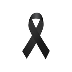 Symbol awareness ribbon on black mourning badge