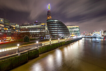 night view from the famous london tower bridge