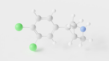 amitifadine molecule 3d, molecular structure, ball and stick model, structural chemical formula triple reuptake inhibitor