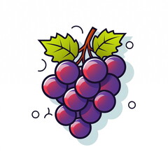 Grapes cartoon icon, jpg, logo art, isolated on white background. Generated AI
