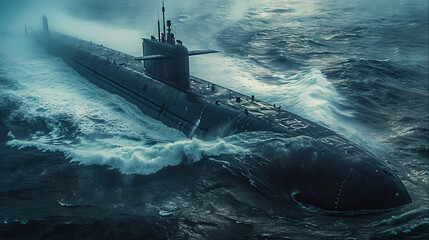 Advanced Submarine Military Technology in Deep Blue Sea - Underwater Surveillance and Defense, Generative Ai