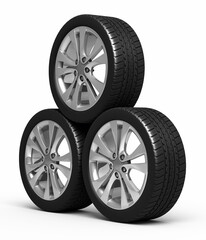 3d render Automobile Tires (clipping path)