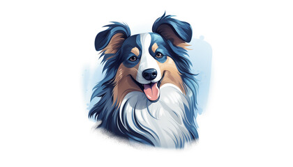 logo design illustration for dog business blue merle