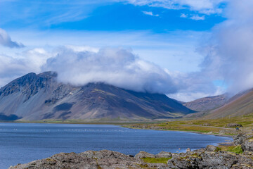 mountains and sea in Iceland
