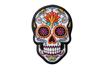 Hand drawn mexican sugar skull isolated on PNG Background. Generative Ai.