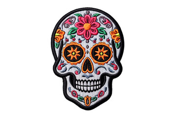 Hand drawn mexican sugar skull isolated on PNG Background. Generative Ai.