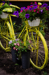 Fototapeta na wymiar A decorative bicycle in flowers