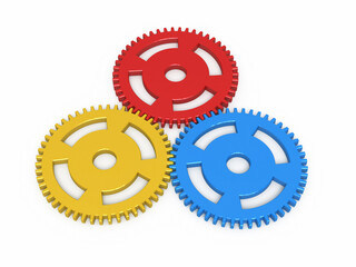 colorful gears render (isolated on white and clipping path)
