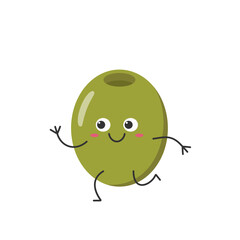 Character cartoon cute olives running smile face happy emotions vector illustration.