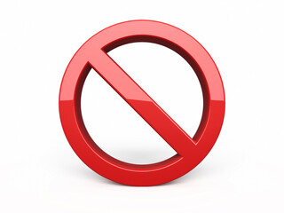 Warning no sign symbol render (clipping path and isolated on white)