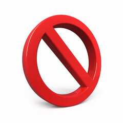 Warning no sign symbol render (clipping path and isolated on white)