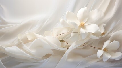 the enchanting dance of white petals on a spotless white canvas, showcasing the quiet beauty of this natural composition.