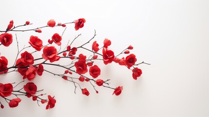 the intense beauty of red flowers against a clean white backdrop.