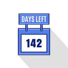 142 Days Left. Countdown Sale promotion sign business concept. 142 days left to go Promotional banner Design.	