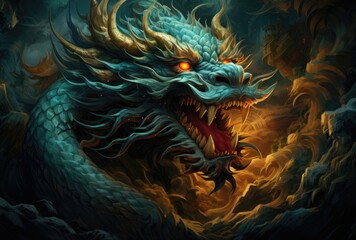 Chinese new year banner Golden dragon