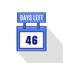 46 Days Left. Countdown Sale promotion sign business concept. 46 days left to go Promotional banner Design.	