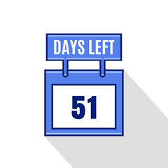 51 Days Left. Countdown Sale promotion sign business concept. 51 days left to go Promotional banner Design.	