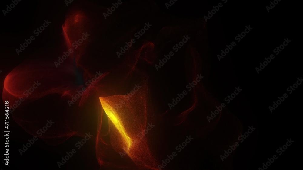 Poster waving gold particles. computer generated 3d render