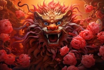 Happy chinese new year 2024 the dragon zodiac sign - obrazy, fototapety, plakaty